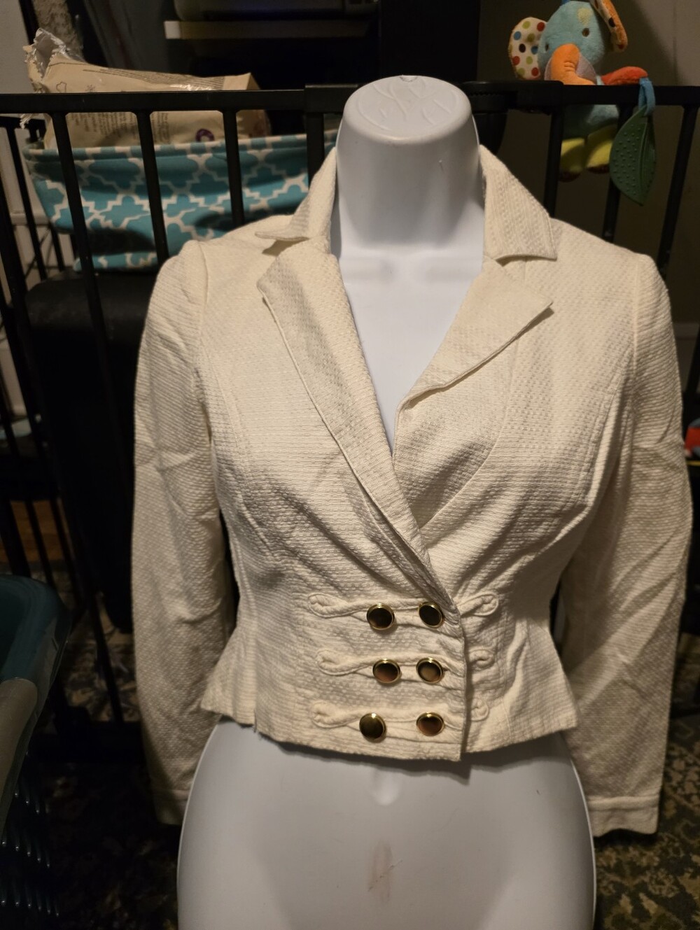 Rampage Cream Double-Row Buttoned Tailored Blazer Xs